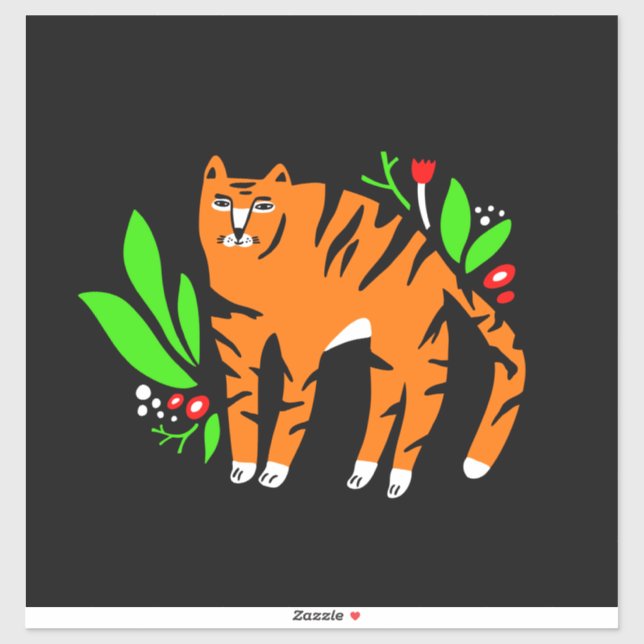 Adesivo Tigre em flores (Folha)
