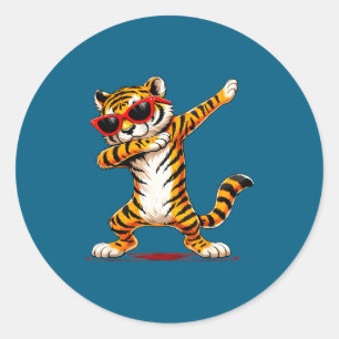 Adesivo Tigre Engraçado Fazendo Dab com Óculos de Sol