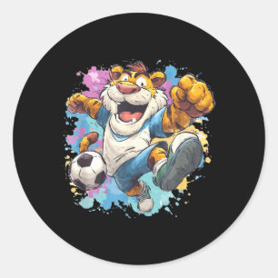 Adesivo Tigre Esportivo Colorido com Bola de Futebol para