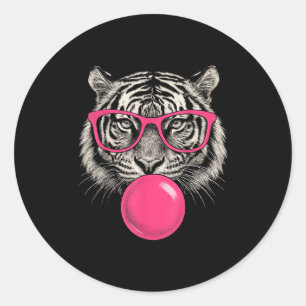 Adesivo Tigre Face Rosa Pulga Selva Selvagem Animal Selvag