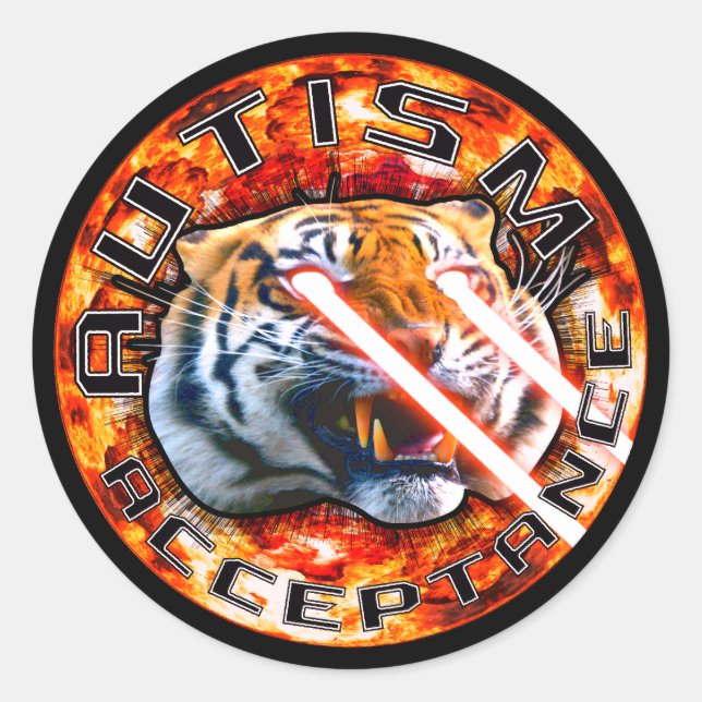 Adesivo Tigre Laser de Aceitação do Autismo Com Explosão (Frente)