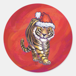 Adesivo Tigre Natal em Vermelho