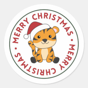Adesivo Tigre Natal Neve Inverno Animais Clássicos