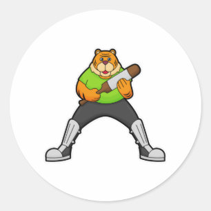 Adesivo Tigre no Cricket com morcego de Cricket