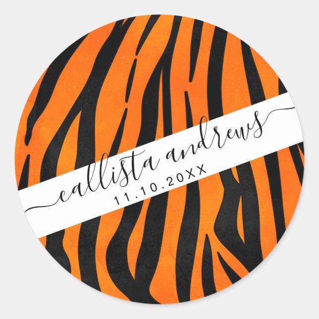 Adesivo Tigre Preto Laranja Selvagem Espalha Impressão Ani (Frente)