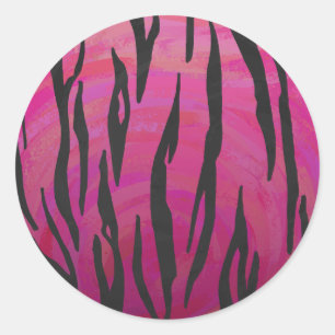 Adesivo Tigre, rosa quente e Impressão preto
