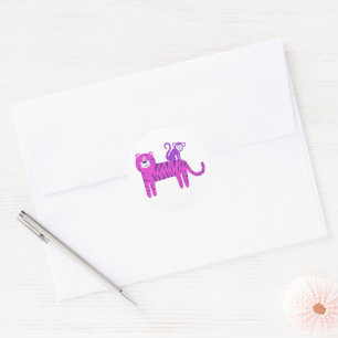Adesivo Tigre Rosa Quente e Macaco Roxo nas Costas