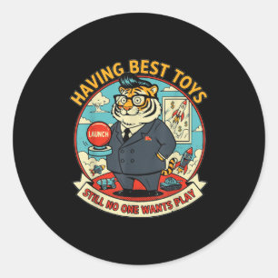Adesivo Tigre satírico com brinquedos gráfico retro engraç