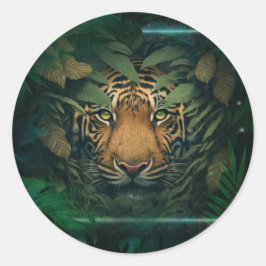 Adesivo Tigre se escondendo na Folhagem