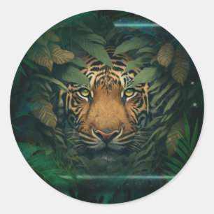 Adesivo Tigre se escondendo na Folhagem