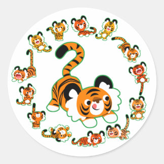 Adesivo Tigres de desenho animado bonitos Tigers Mandala (