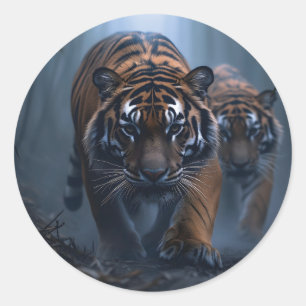 Adesivo Tigres Majestosos em uma Selva Foggy