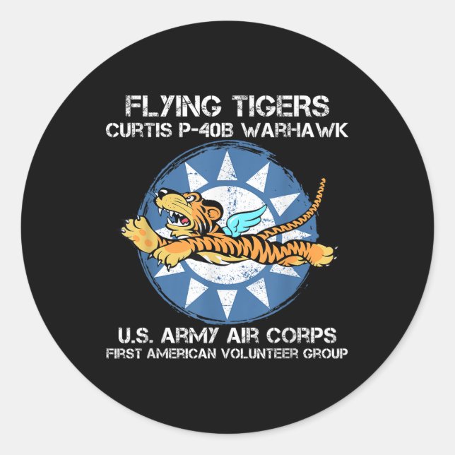 Adesivo Tigres Voadores Curtis P-40b Warhawk 2 Air War (Frente)