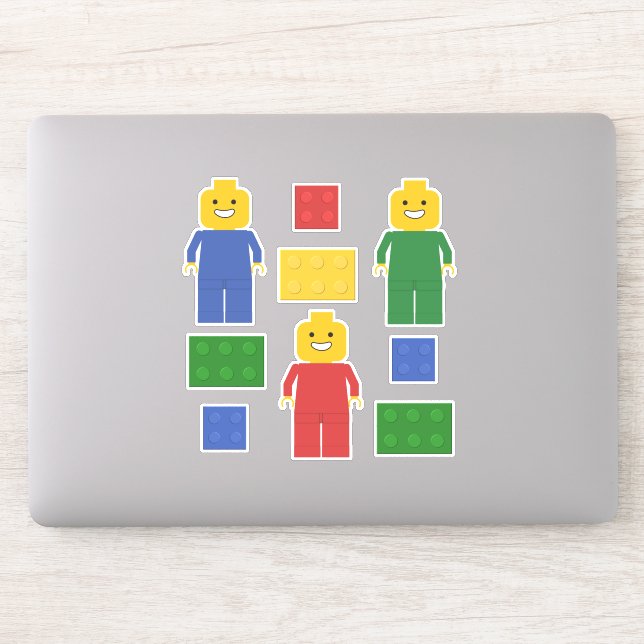 Adesivo Tijolos e figuras do edifício do Brinquedo com cor (Computador)