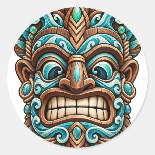 Adesivo Tiki Guardião Talhado em Azul Turquesa