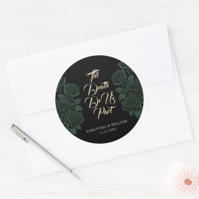 Adesivo Till Death Do Us Part Green Rose Modern Wedding (Envelope)