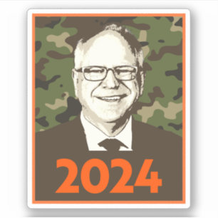 Adesivo Tim Walz 2024 Esperança em Camouflage