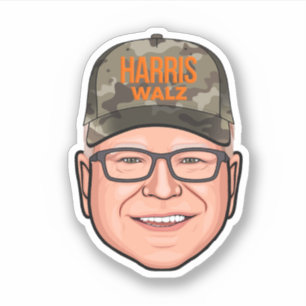 Adesivo Tim Walz Camouflage Hat