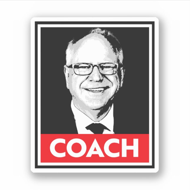 Adesivo Tim Walz COACH (Frente)