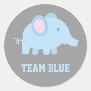 Adesivo Time Azul, Bebê Elefante Menino, Festa de Revelaçã