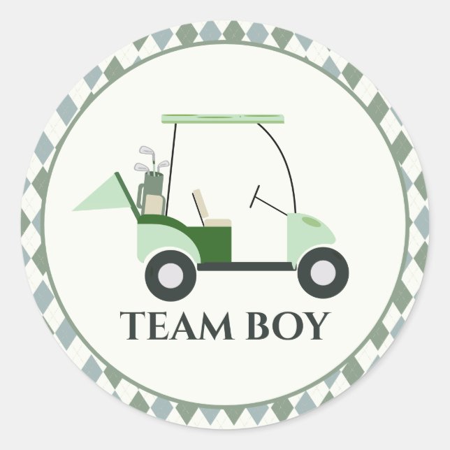 Adesivo Time Boy Modern Golf Baby Gender Reveal Par-tee (Frente)
