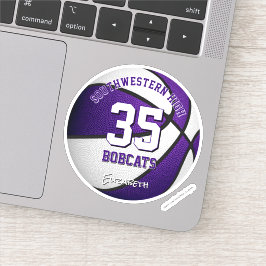 Adesivo time branco roxo colorido basquetebol masculino