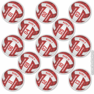 Adesivo time branco vermelho colorido vôlei de 3 polegadas