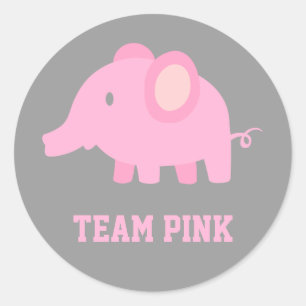 Adesivo Time Pink, Bebê Menina Elefante, Festa de Revelaçã