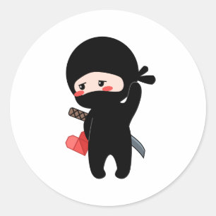 Adesivo Tímido Blushing Ninja segurando papel originami c