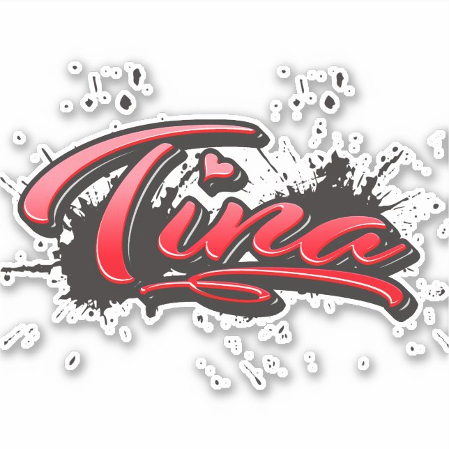 Adesivo Tina red Heart Graffiti Aufkleber Sticker (Frente)