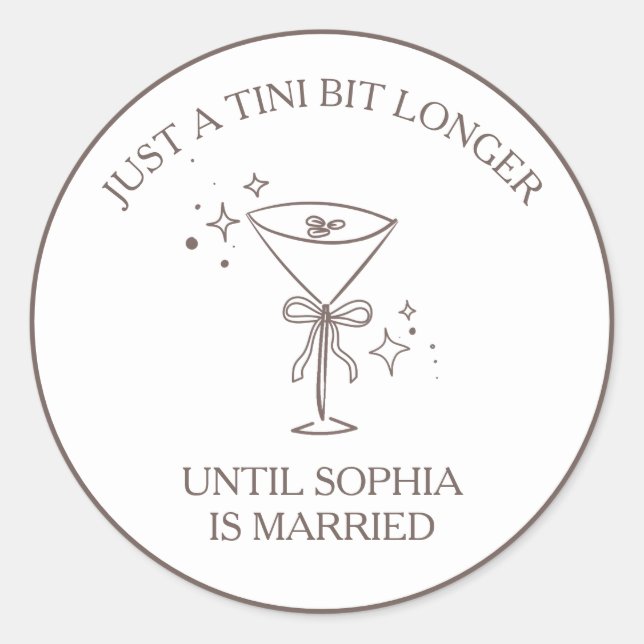 Adesivo "Tini Bit Longer" Espresso Martini Bachelorette (Frente)