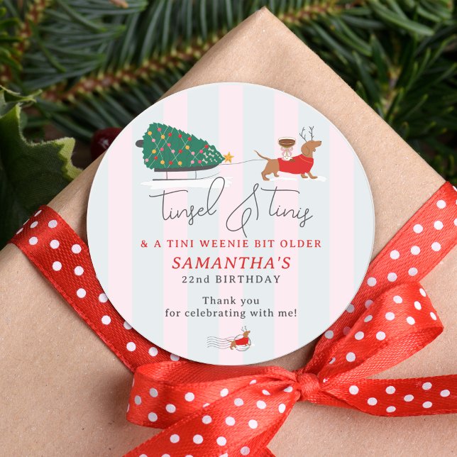 Adesivo Tinsel & Tinis Tini Weenie Bit Christmas Doxie (Tinsel & Tinis Tini Bit Weenie Older Espresso Martini Cocktail Christmas Sticker Dachshund Doxie )