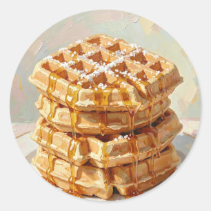 Adesivo Tinta a Óleo de Xarope de Waffles Belgas Dourados