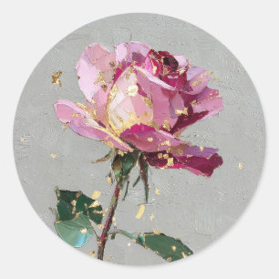 Adesivo Tinta a Óleo Rosa Rosa Folha Dourada Impressionist