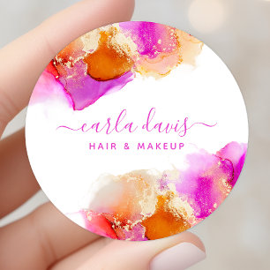 Adesivo Tinta Alcoólica Rosa Laranja Script Assinatura