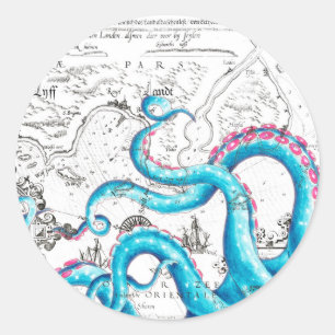 Adesivo Tinta azul de Tentáculos Queimados