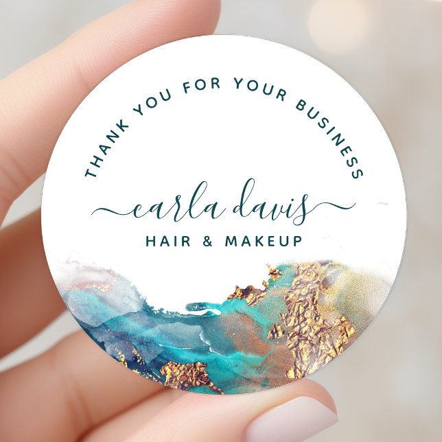 Adesivo Tinta De Aquarela Líquida De Arte Moderna Azul E D (Criador carregado)