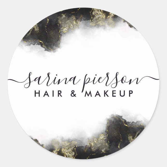 Adesivo Tinta de Aquarela Líquida De Arte Moderna Preta E  (Frente)