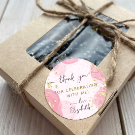 Adesivo Tinta Dourada de Aquarela Rosa Moderna, Rapariga O