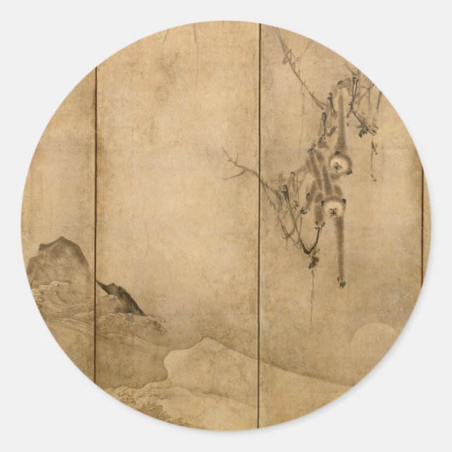 Adesivo Tinta japonesa em papel Gibbons Primados e Paisage (Frente)