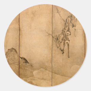 Adesivo Tinta japonesa em papel Gibbons Primados e Paisage