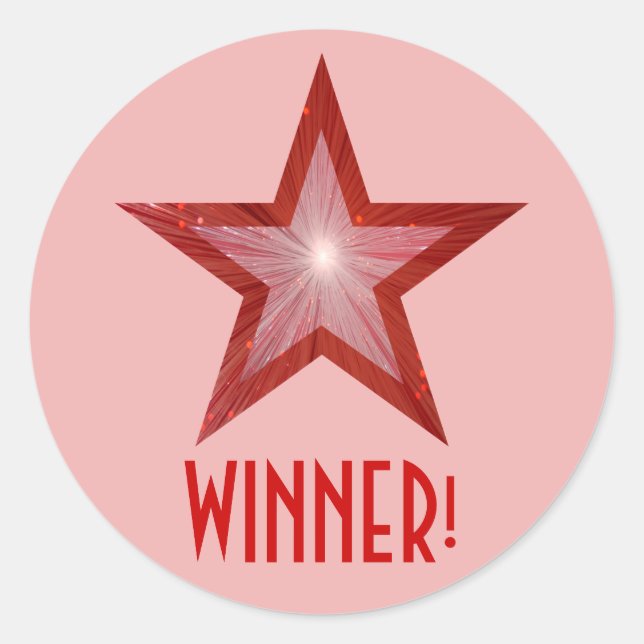 Adesivo Tinta rosa pálida vermelha 'WINNER!' (Frente)