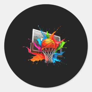Adesivo Tintas Coloridas Espalham Bola de Basquete