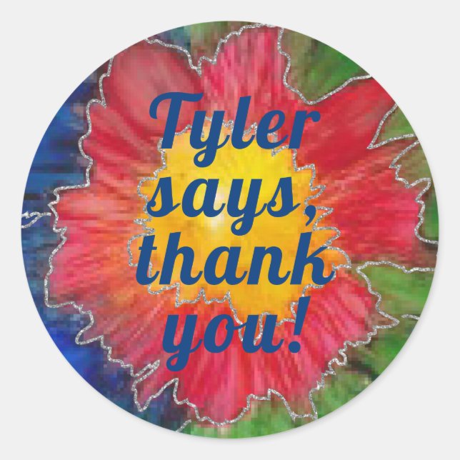 Adesivo Tintas Florais Elegantes Redondas do Bar Mitzvah S (Frente)