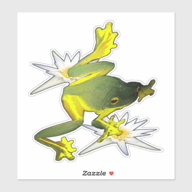 Adesivo Tintas OIl De sapos E Flores De Lotus, (Folha)