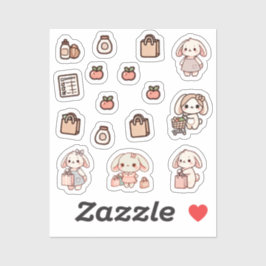 Adesivo Tiny latte bunny shopping day Sticker