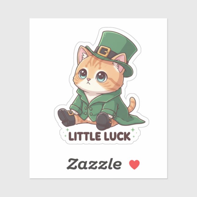 Adesivo Tiny Leprechaun Kitten Cute Kawaii St Patrick  (Folha)