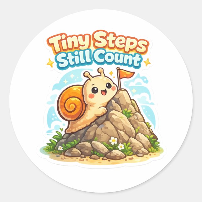 Adesivo Tiny Steps Still Count - Inspirational Snail (Frente)