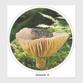 Adesivo Tiny Toad on a Mini Mushroom with Ferns