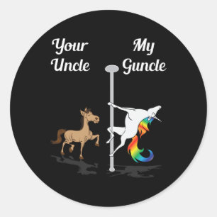 Adesivo Tio Meu Tio Você Me Dançando Unicorn Rainbo